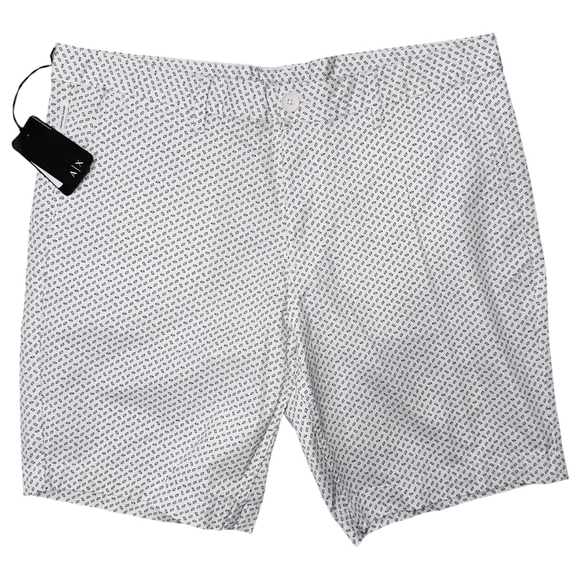 NWT Armani Exchange Mens 36 Waist Logo AX Black and White Flat Front Shorts - Picture 1 of 7